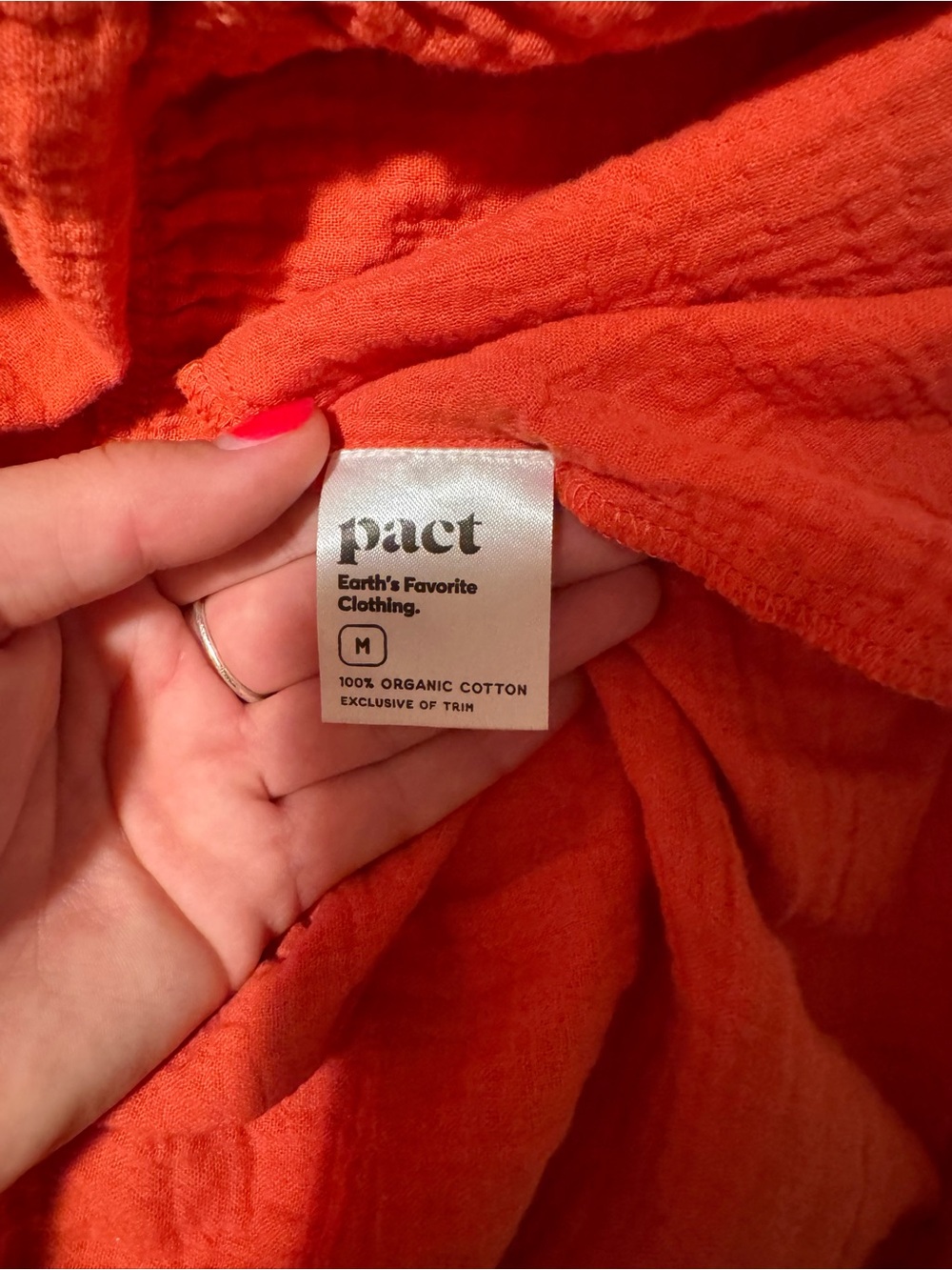 PACT Coastal Double Gauze Tiered Maxi Skirt Organic Cotton Kumquat Orange - Picture 4 of 5